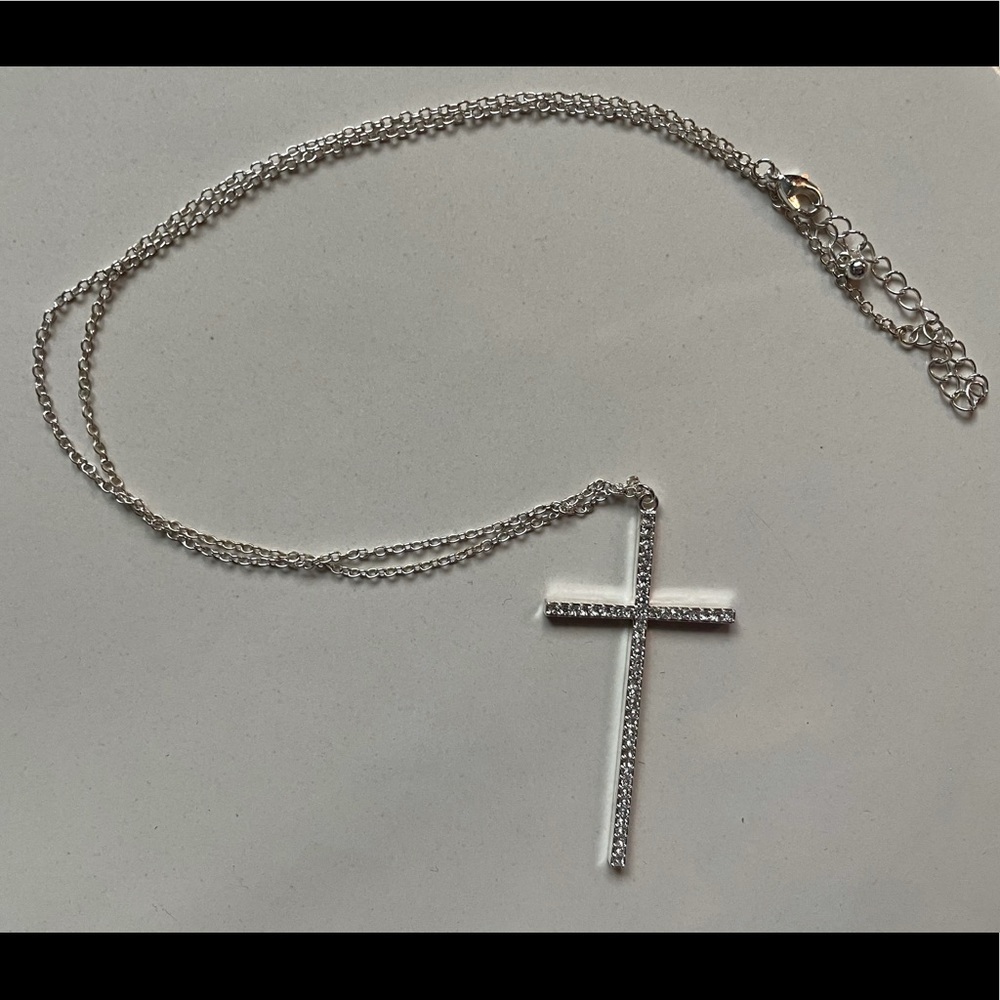 Faux Diamond cross necklace